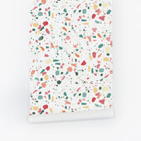 pastel color kids room terrazzo wallpaper