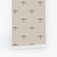 Hazelnut Vintage Airplane Wallpaper