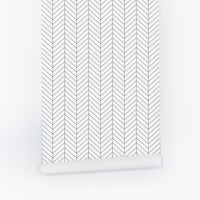 Grey herringbone print wallpaper