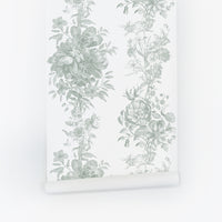Sage Green Toile Wallpaper