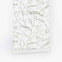 Green Botanical Wildflower Wallpaper