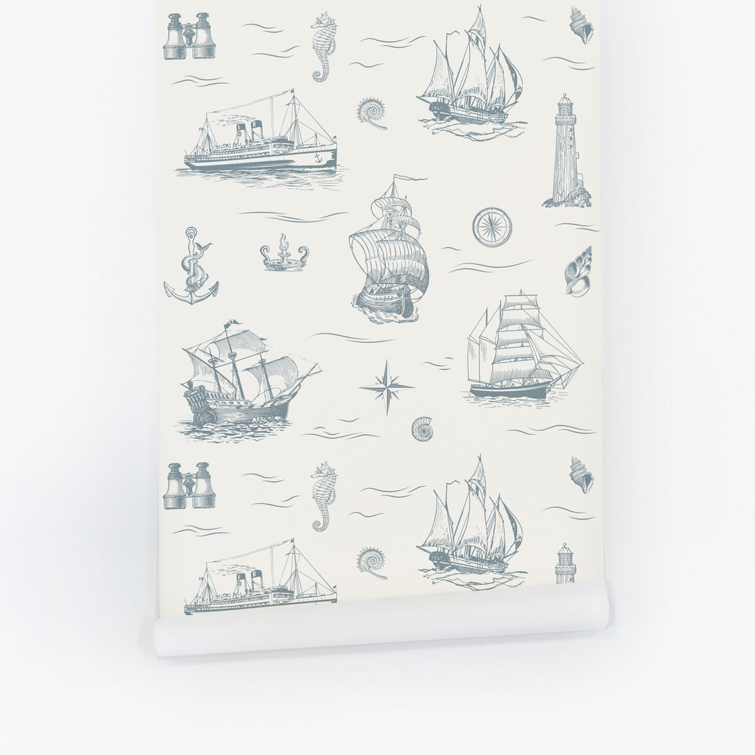 Vintage Ship Pattern Wallpaper