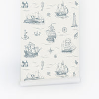 Vintage Ship Pattern Wallpaper
