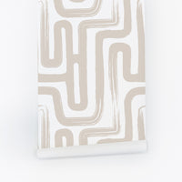 Neutral Paintbrush Maze © Kids Room Wallpaper