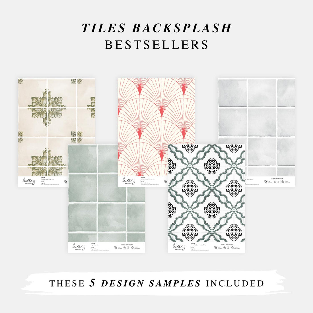 Backsplash Sample Bundle - 5 Tiles Backsplash Samples