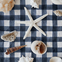 coastal style tablecloth in blue plaid
