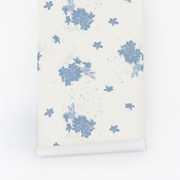 Blue Watercolor Cherry Blossoms Kids Wallpaper