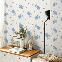 Blue Watercolor Cherry Blossoms Kids Wallpaper