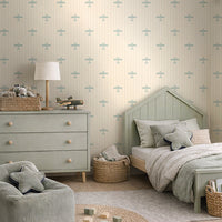 Vintage Airplane Metallic Pearl Wallpaper