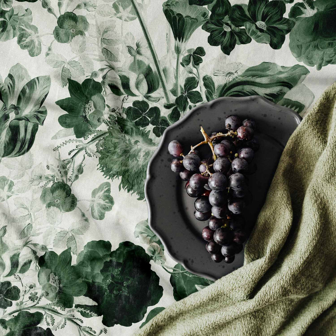 vintage fabric tablecloth with floral print