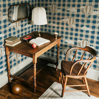 Blue Plaid Air Balloon Wallpaper