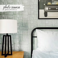 Modern plaid print wallpaper in Sage Color