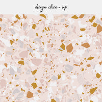 pink stone inspired peel and stick backsplash