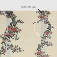 Vintage Floral Garland Grasscloth Wallpaper