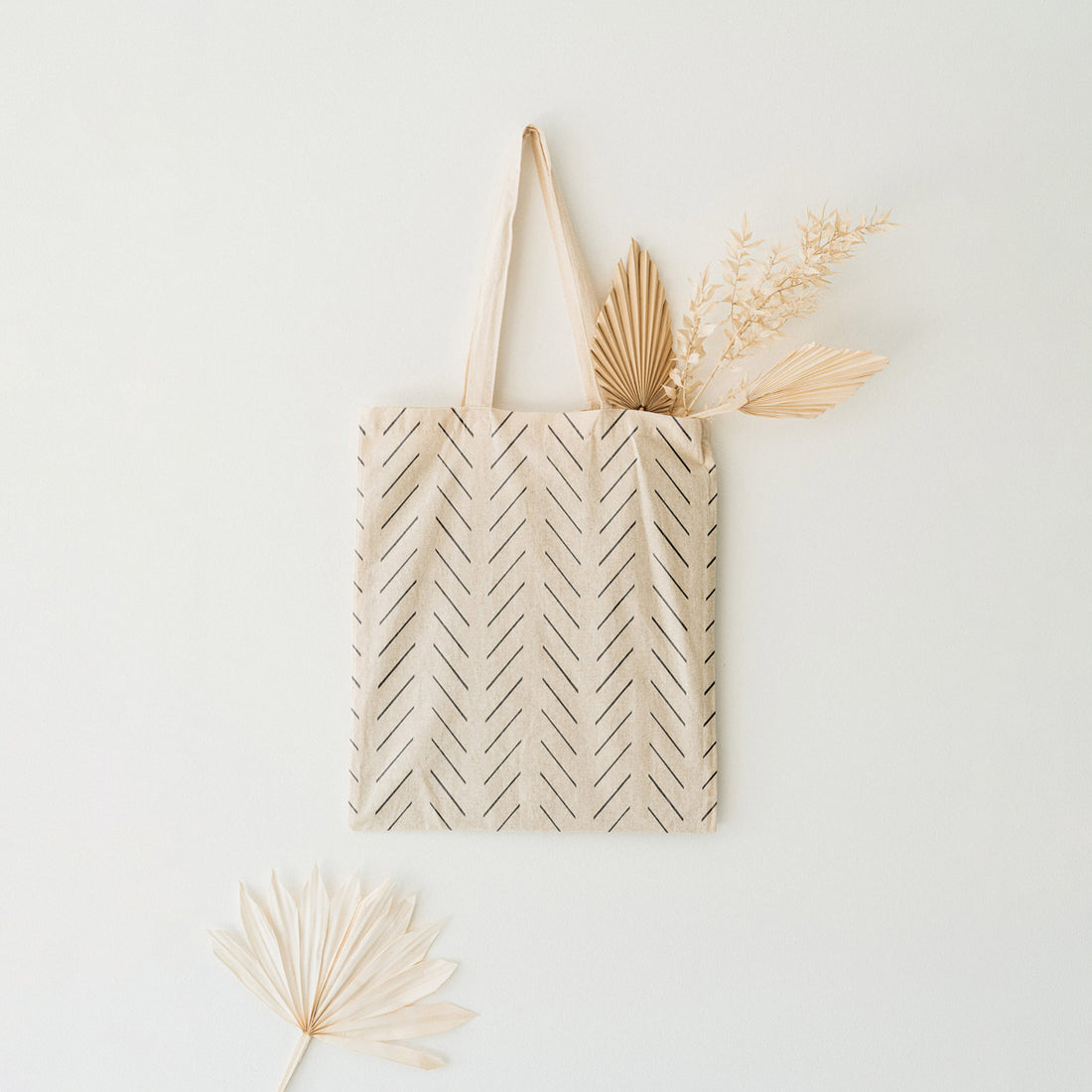 black and white lines print fabric tote bag design