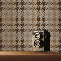 Houndstooth Plaid Wallpaper In Browns