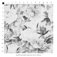 retro design fabric with grey peonies