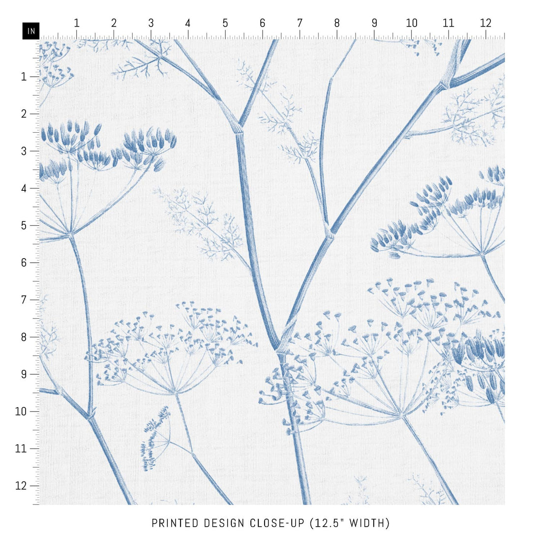 blue printed fabric design close up