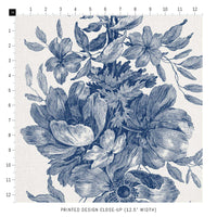 blue vintage flower design fabric