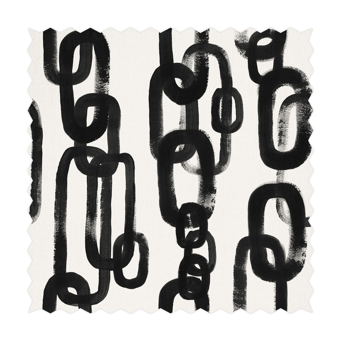 chain print fabric design in black and white