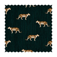 dark printed fabric with bold leopard print elements