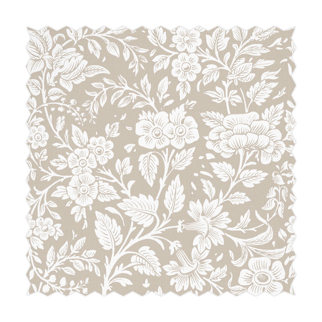 chic neutral fabric with vintage florals