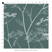botanical floral print fabric in vintage green