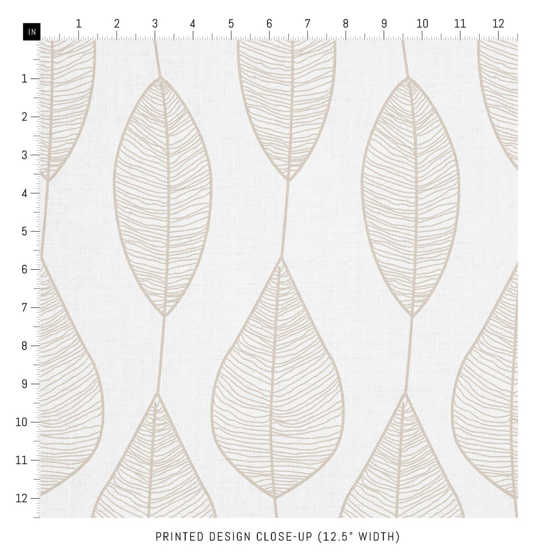 beige leaves print fabric scale