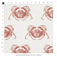 food themed fabric with red crab pattern
