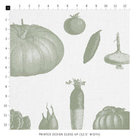 veggies on fabric in green