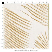 golden fabric with palm leaf print