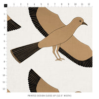 bird print fabric close up