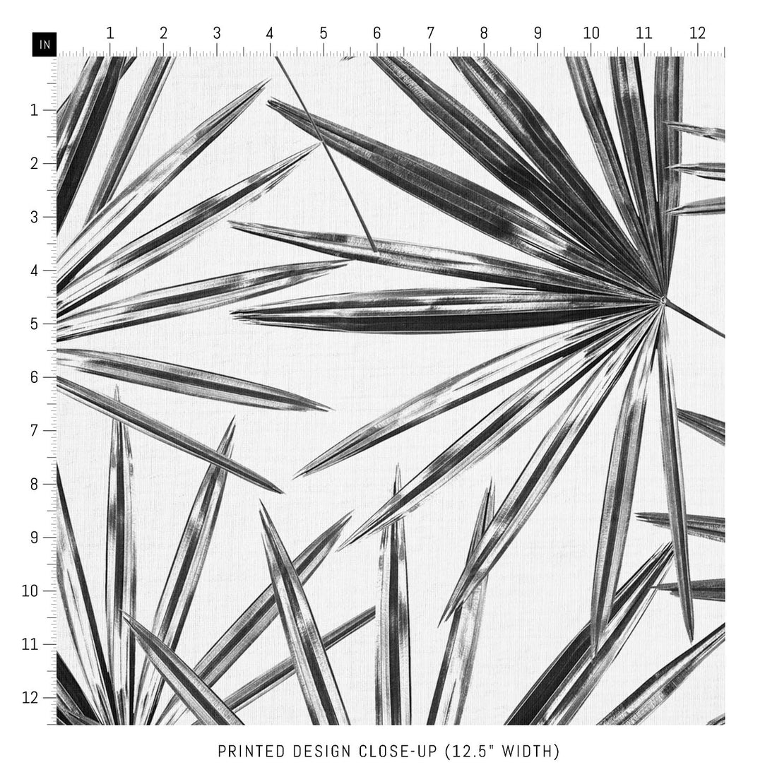 palm leaf print fabric in black and white