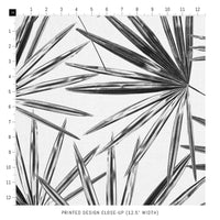palm leaf print fabric in black and white