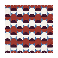 deep red antique fabric design with geometric shapes