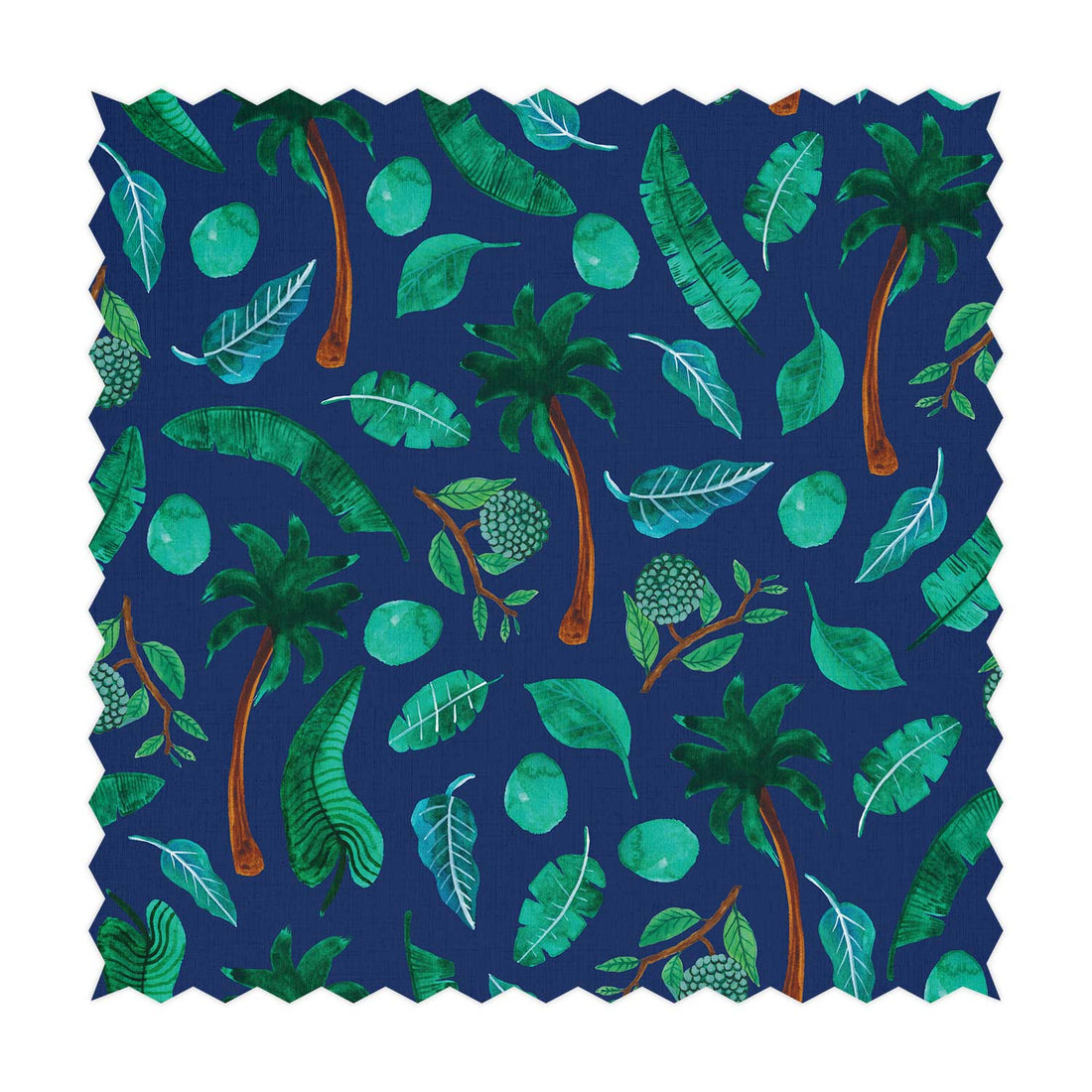 midnight blue tropical pattern fabric