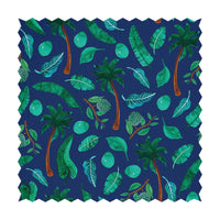 midnight blue tropical pattern fabric