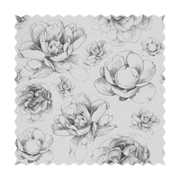 vintage peony print fabric in grey