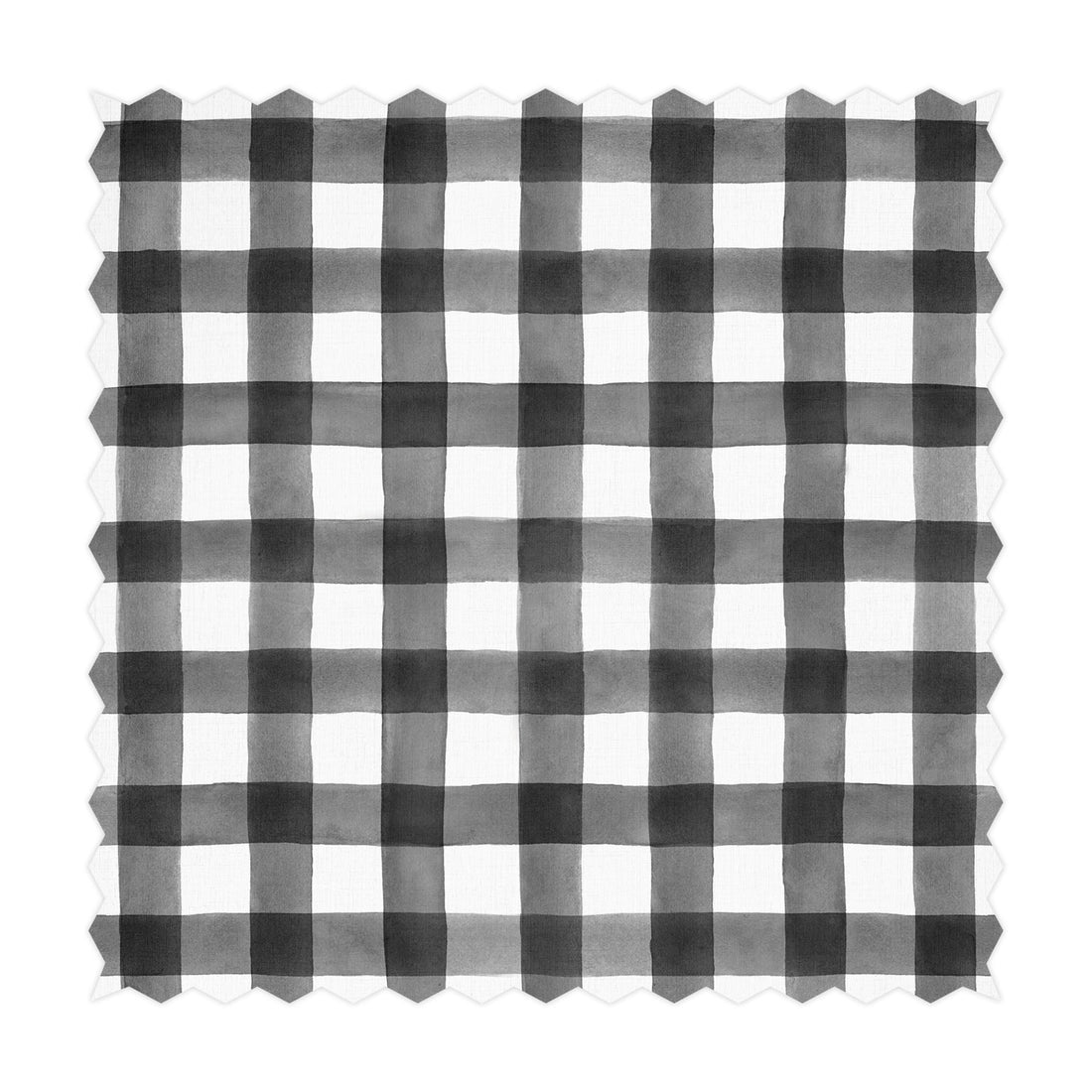 watercolor gingham fabric design in black and white