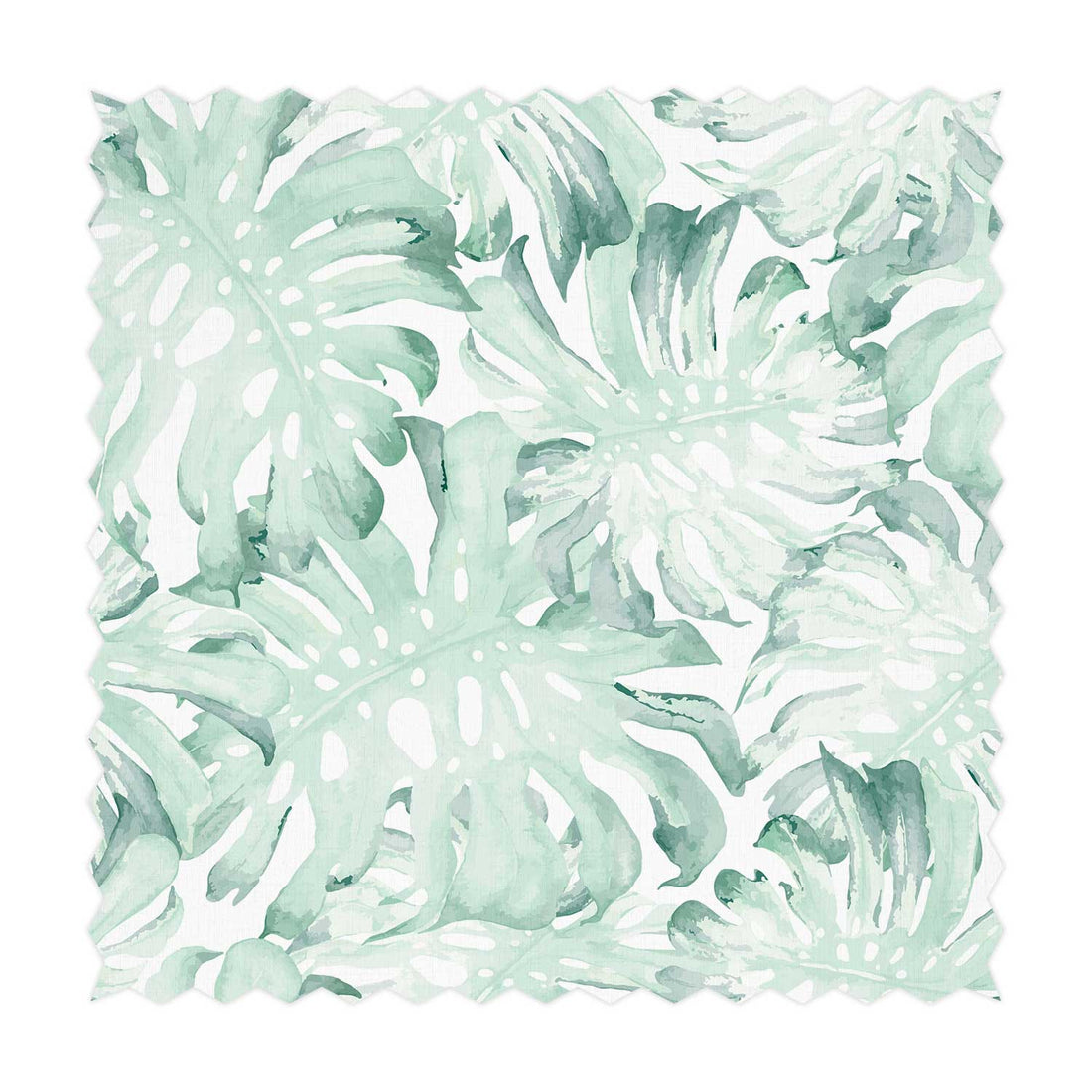 green tropical print fabric with palm leaves