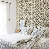 Ferns and Tiny Blue Flowers Wallpaper