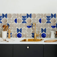 blue geometric kitchen backsplash designs