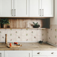 Vintage Floral Tile Design Backsplash