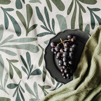 green tablecloth fabric with floral design