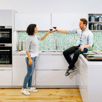 Green Abstract Funky Lines Backsplash Design