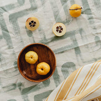cute tablecloth in sage green with line pattern