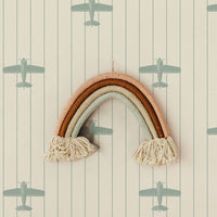 Sage Green Vintage Airplane Wallpaper