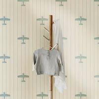 Vintage Airplane Metallic Pearl Wallpaper