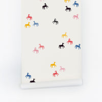 Colorful Tiny Geometric Horses Kids Wallpaper
