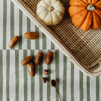 traditional tablecloth with olive green stripes